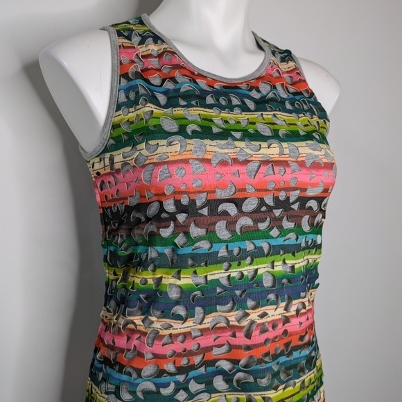 Desigual colorful rainbow laser cut knee length dress S - Picture 5 of 10